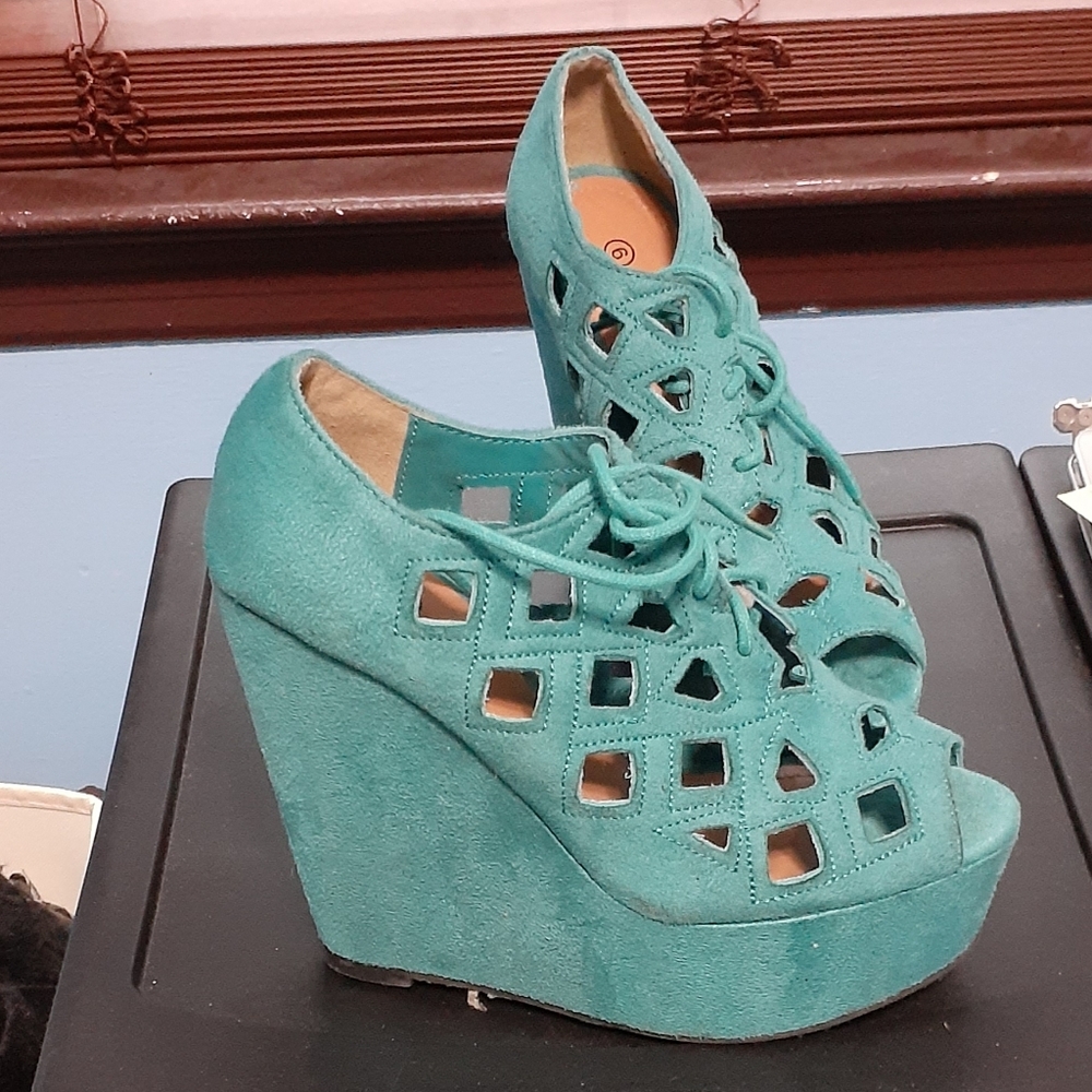 Teal Blue Platform Shoes